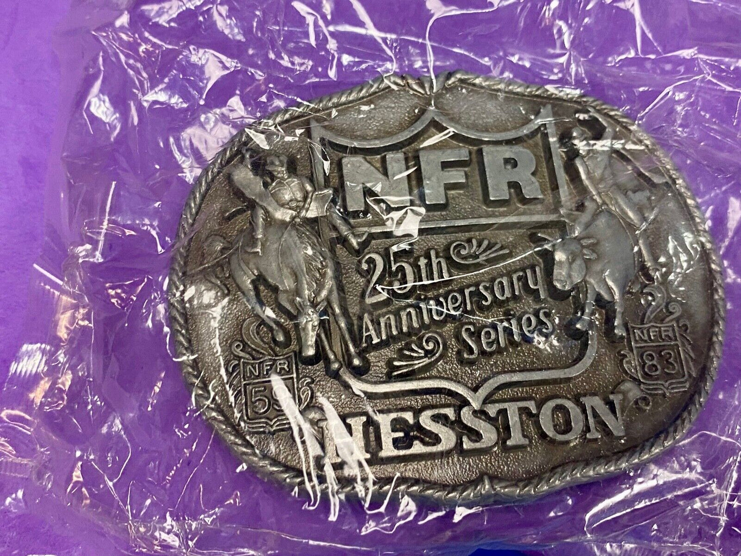 1983 Nos 25Th Anniversary 1St Edition National Finals Rodeo Nfr Belt Buckle