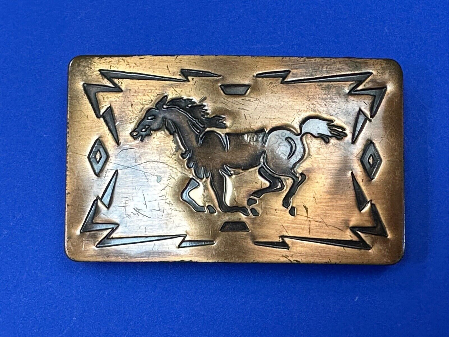 Vintage Chambers Copper Horse Belt Buckle Made in U.S.A. Rare see pictures!