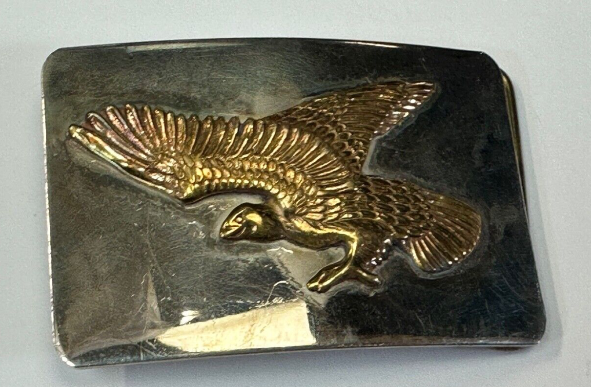 The EAGLE - Patriotic Western Vintage two tone rectangular belt buckle