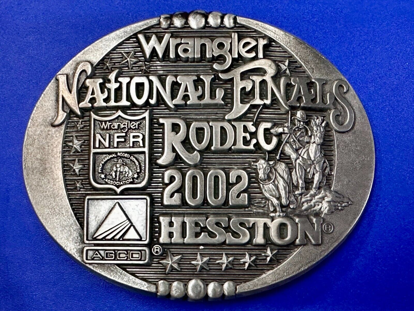 2002 Wrangler Hesston NFR National Finals Rodeo Montana Silversmiths Belt Buckle