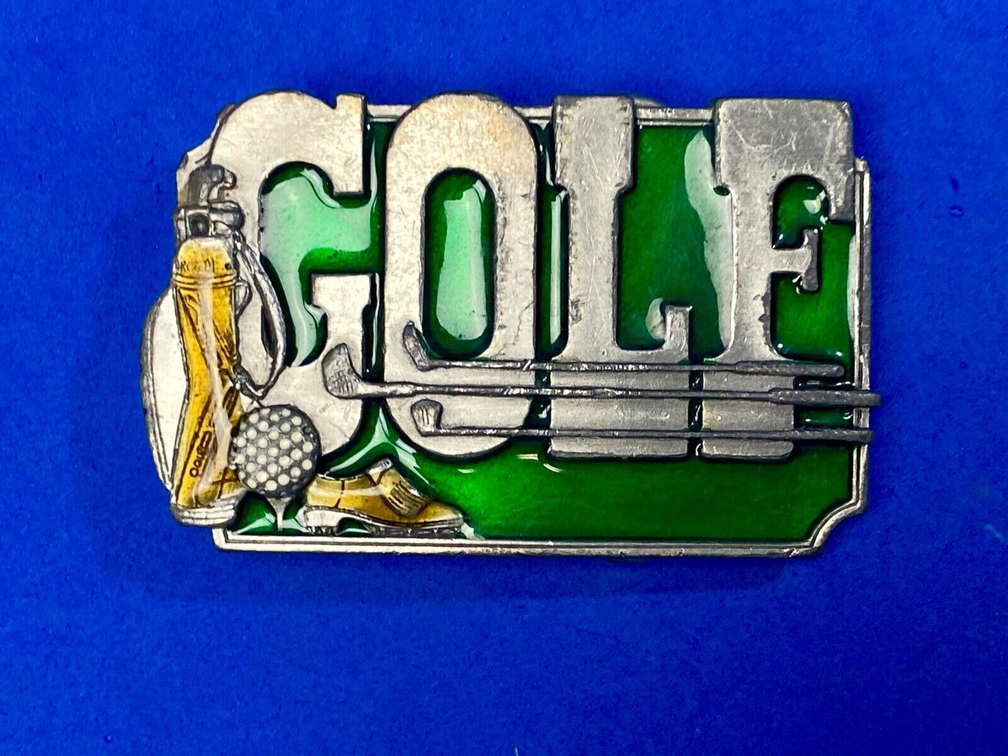Vintage 1985 GOLF K-30 Lovers 3 D Metal Belt Buckle by Siskiyou perfect gift!