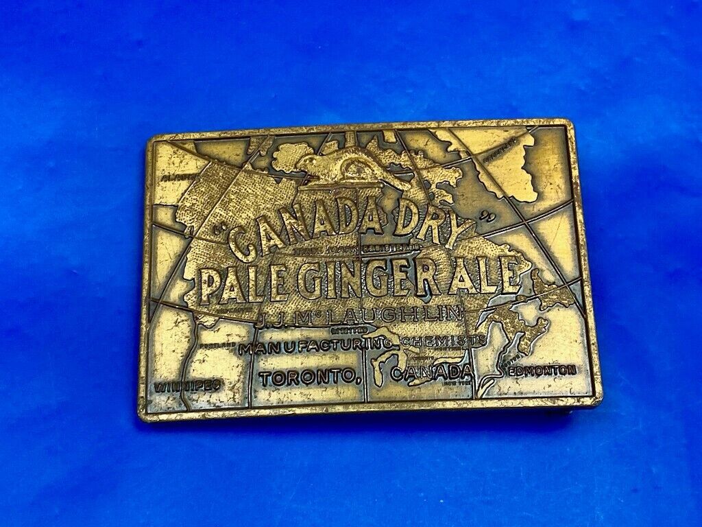 Vintage Canada Dry Pale Ginger Ale Beverage Advertisment Brass Tone Belt Buckle