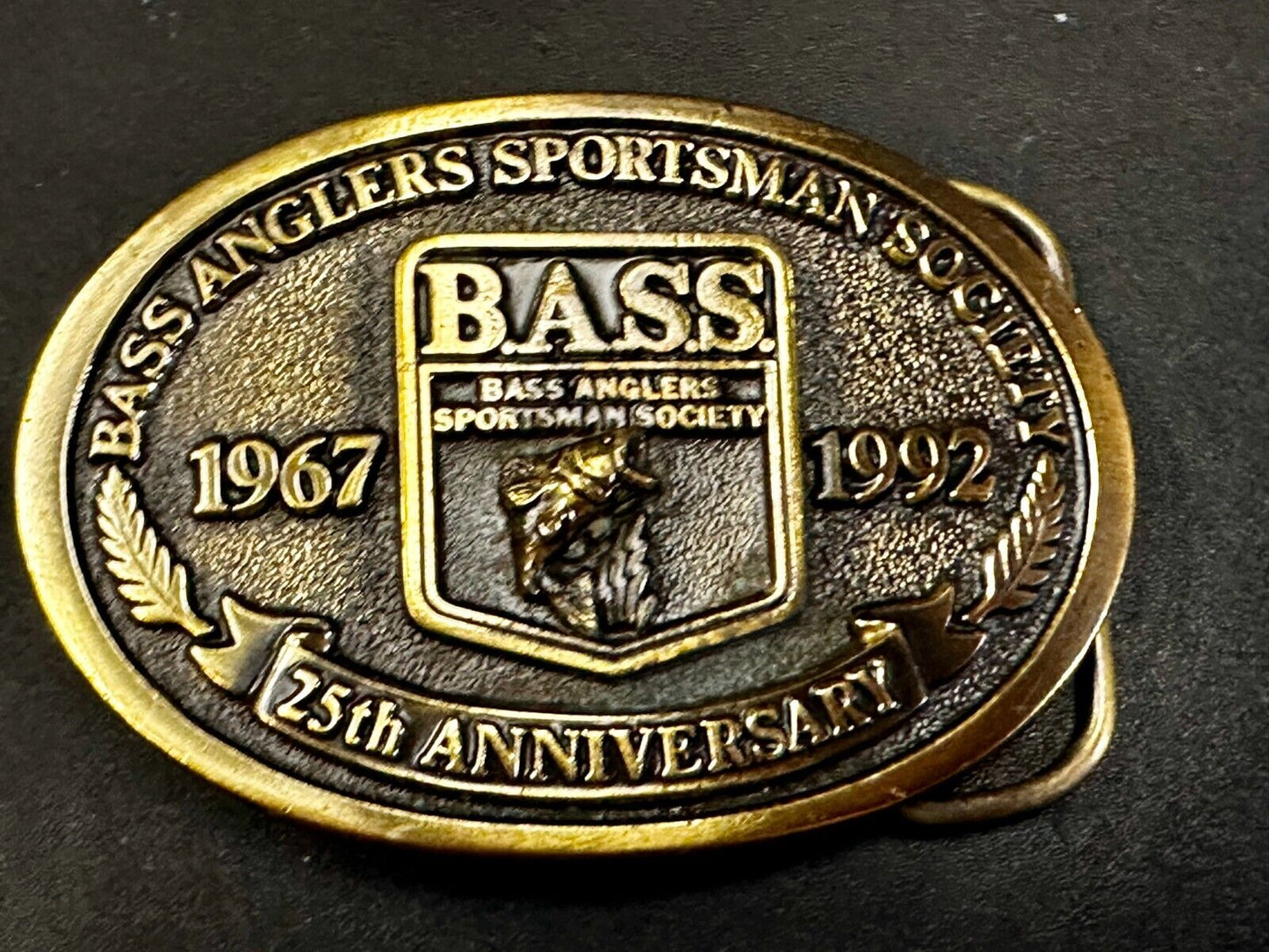 1992 Bass Anglers Sportsman Society Club 25th Anniversary Fishing Belt Buckle