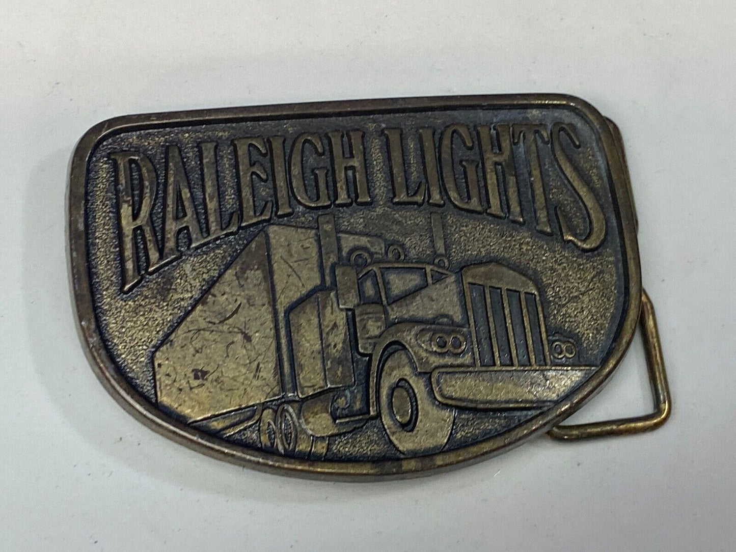 Vintage 80'S? Raleigh Lights Belt Buckle Cigarette Advertising Trucker