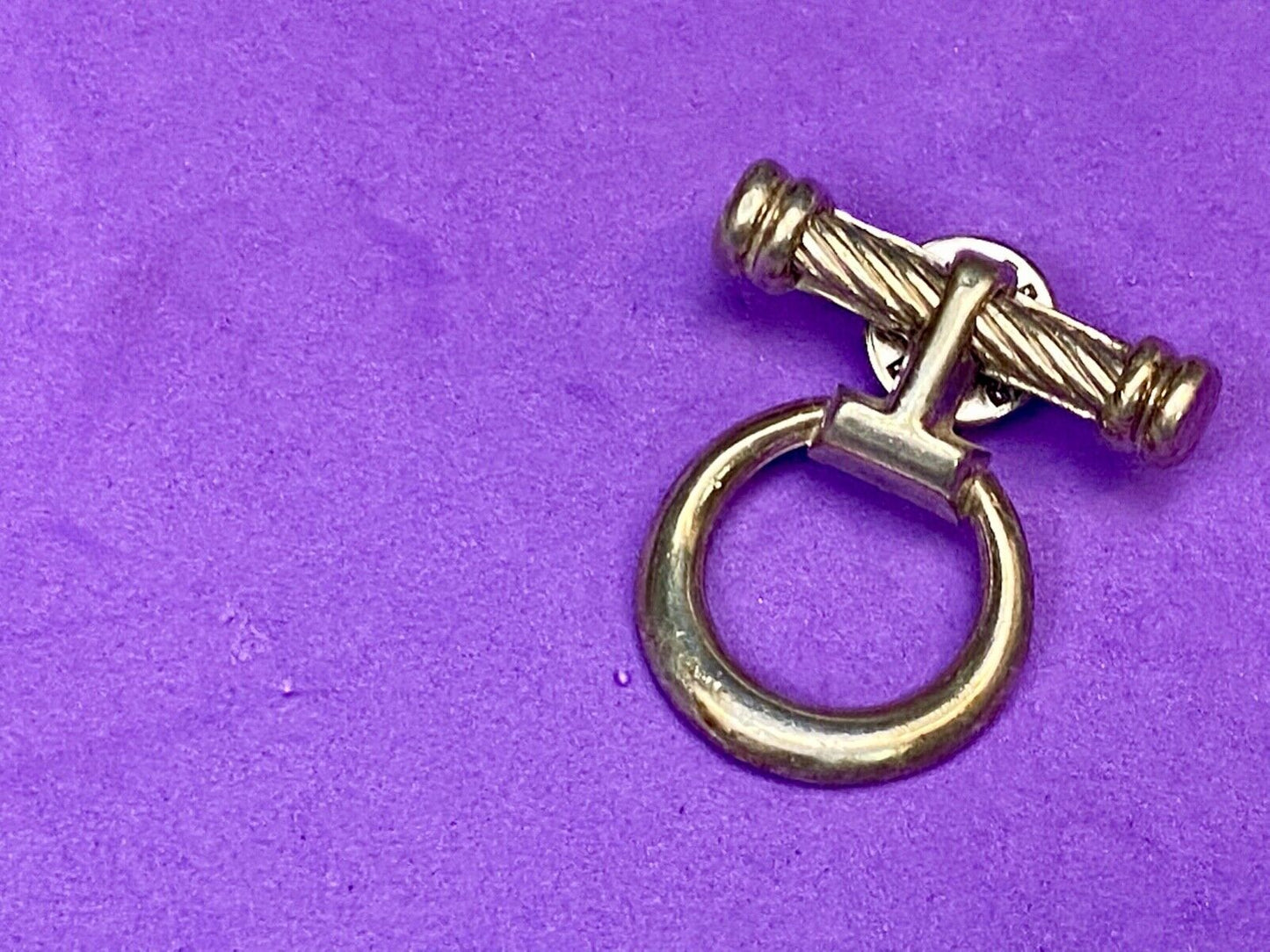Vintage Cylinder & Round Door Knocker? Stirrup? Sterling Silver 925 Brooch