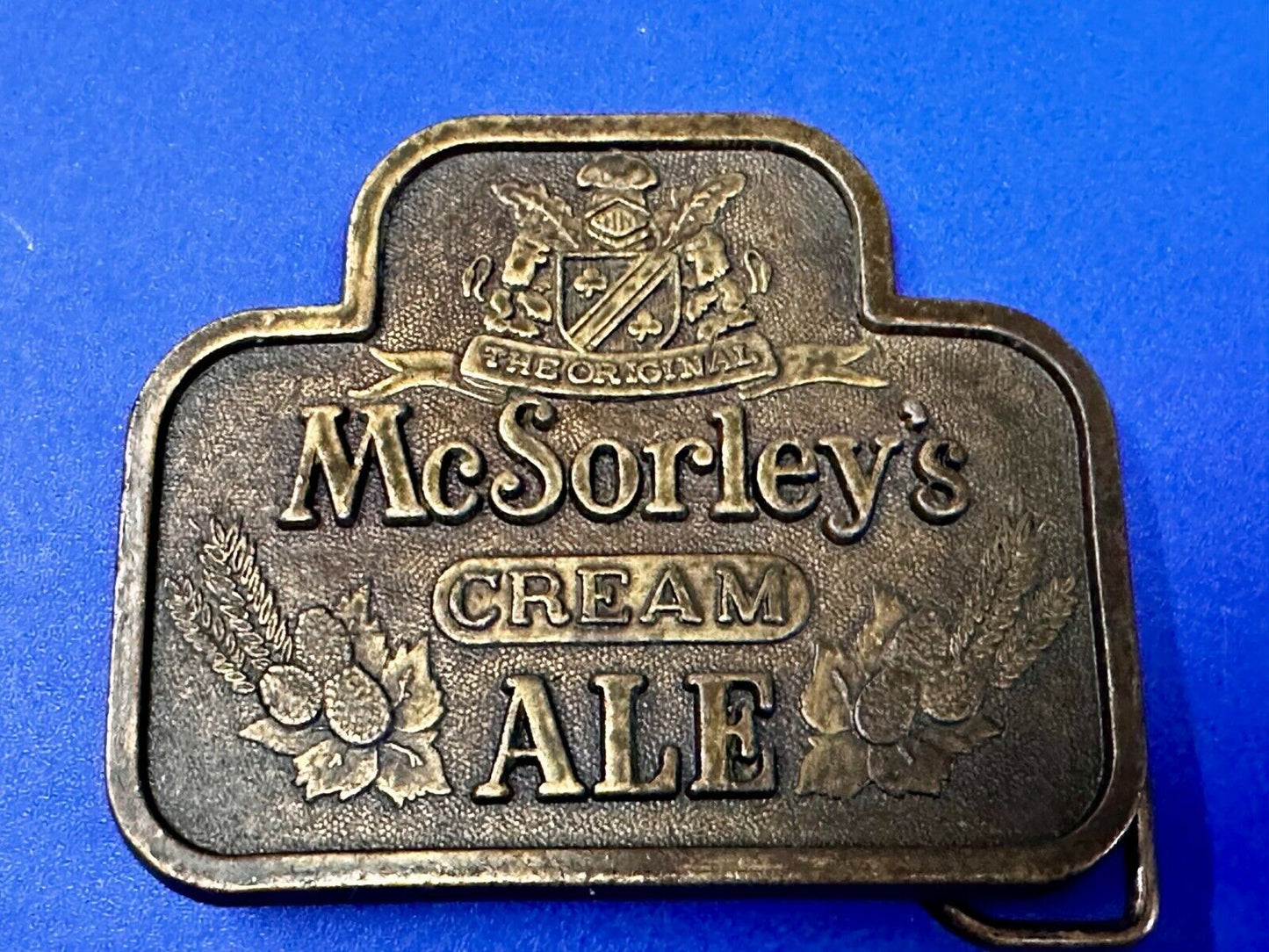 The Original Mc Sorley Cream Ale Brewing Company Advertisement Belt Buckle