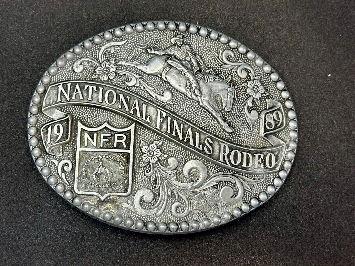 1989 NFR NATIONAL FINALS RODEO COWBOY BELT BUCKLE LAS VEGAS