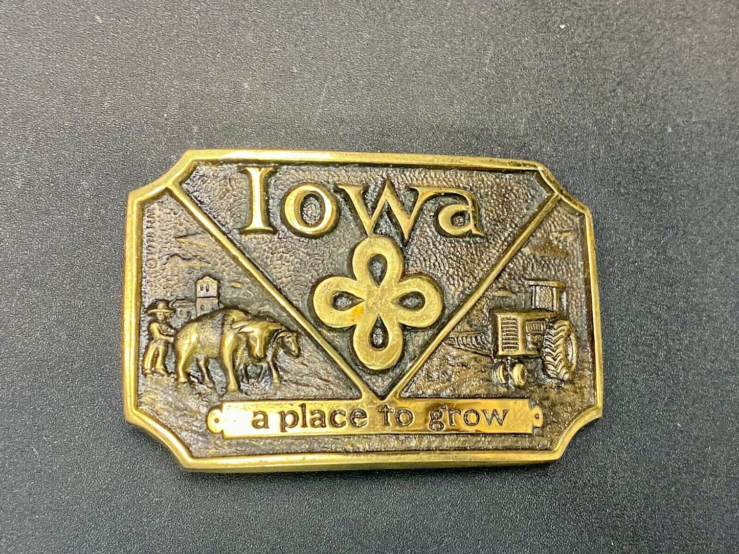 The State Of Iowa, A Place To Grow! Farming Belt Buckle Heritage Mint Ltd