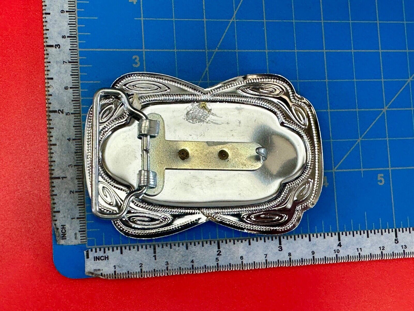 Beautiful NOS Horse head / lucky horseshoe - two tone reflective belt buckle