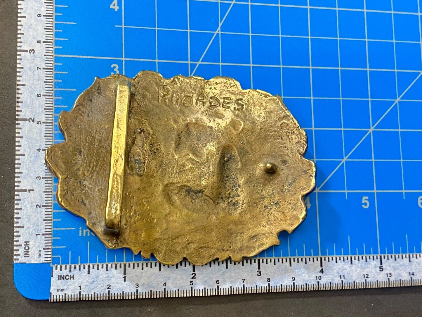 Three Cowboys Roping calf on the farm SOLID BRASS western belt buckle