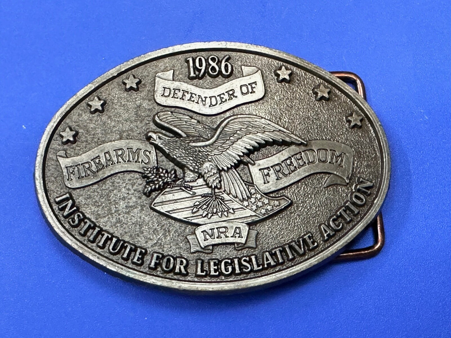 1986 NRA National Rifle Association Firearms Freedom Vintage ILA belt buckle