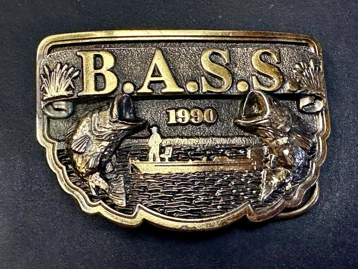 1990 Bass Anglers Sportsman Society Club Great American Fishing Belt Buckle
