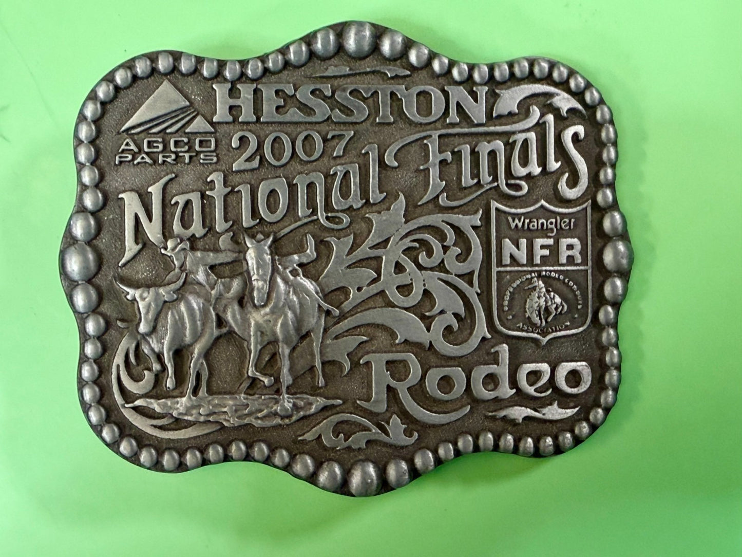 2007 Hesston Wrangler National Finals Rodeo Montana Silversmiths Belt Buckle