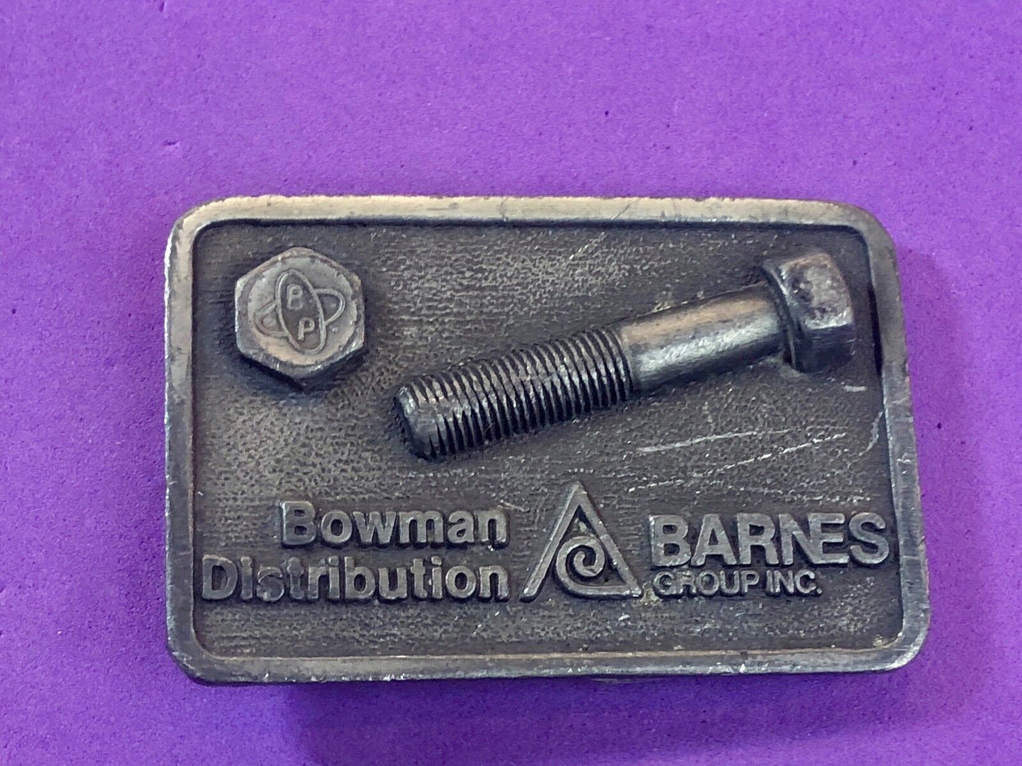 Vintage Bowman Distribution. Bolts and Screws BARNES Group belt buckle