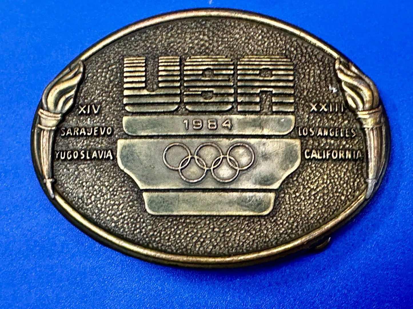 1984 USA Olympics Los Angeles California Vintage Commemorative Belt Buckle