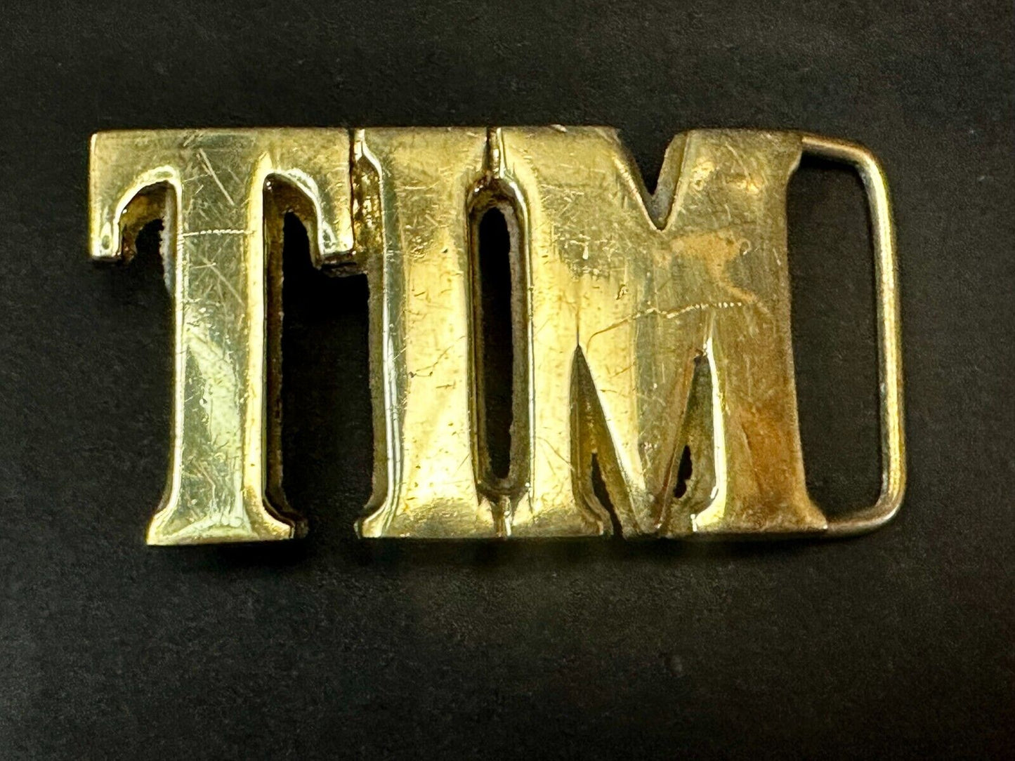 TIM Custom Name in cutout block letters solid brass belt buckle - Taiwan ROC