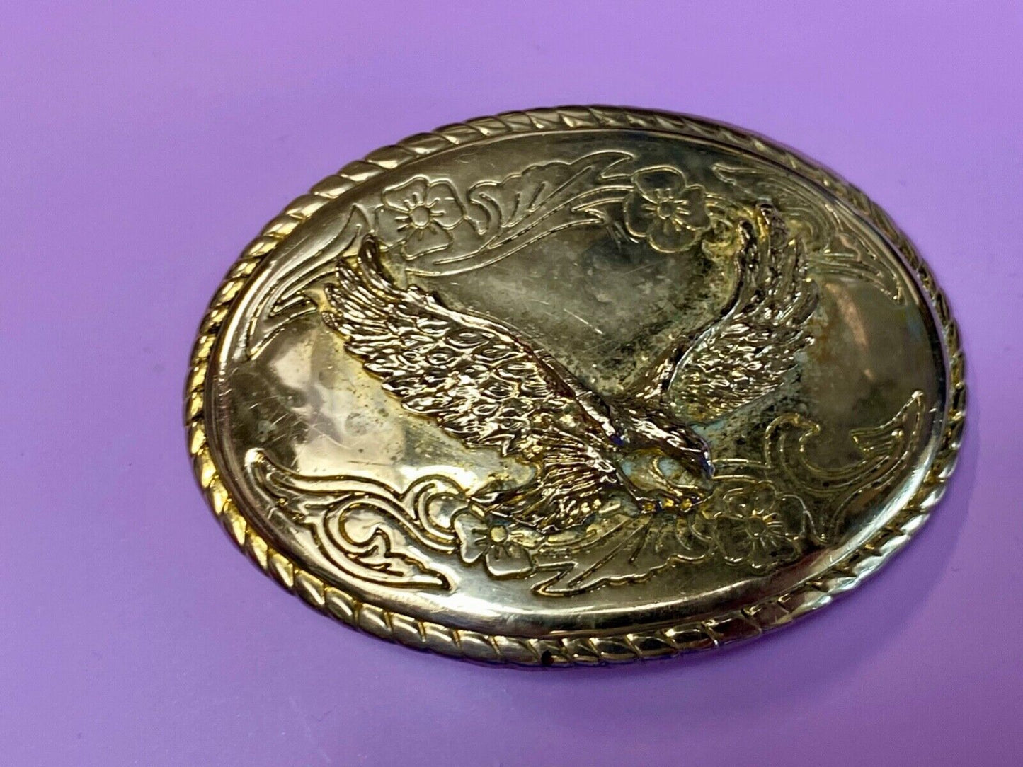 Vintage American Eagle Flying Proud belt buckle to restore