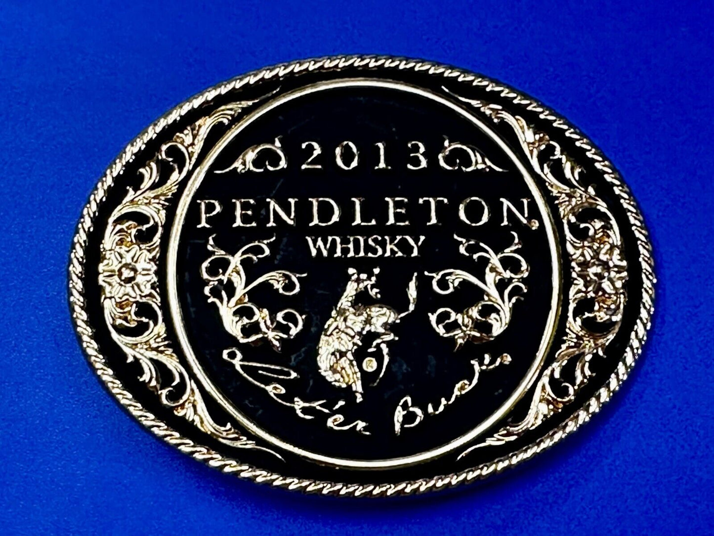 2013 Pendleton Whiskey Let'er Buck Rodeo Cowboy Montana Silversmiths Belt Buckle