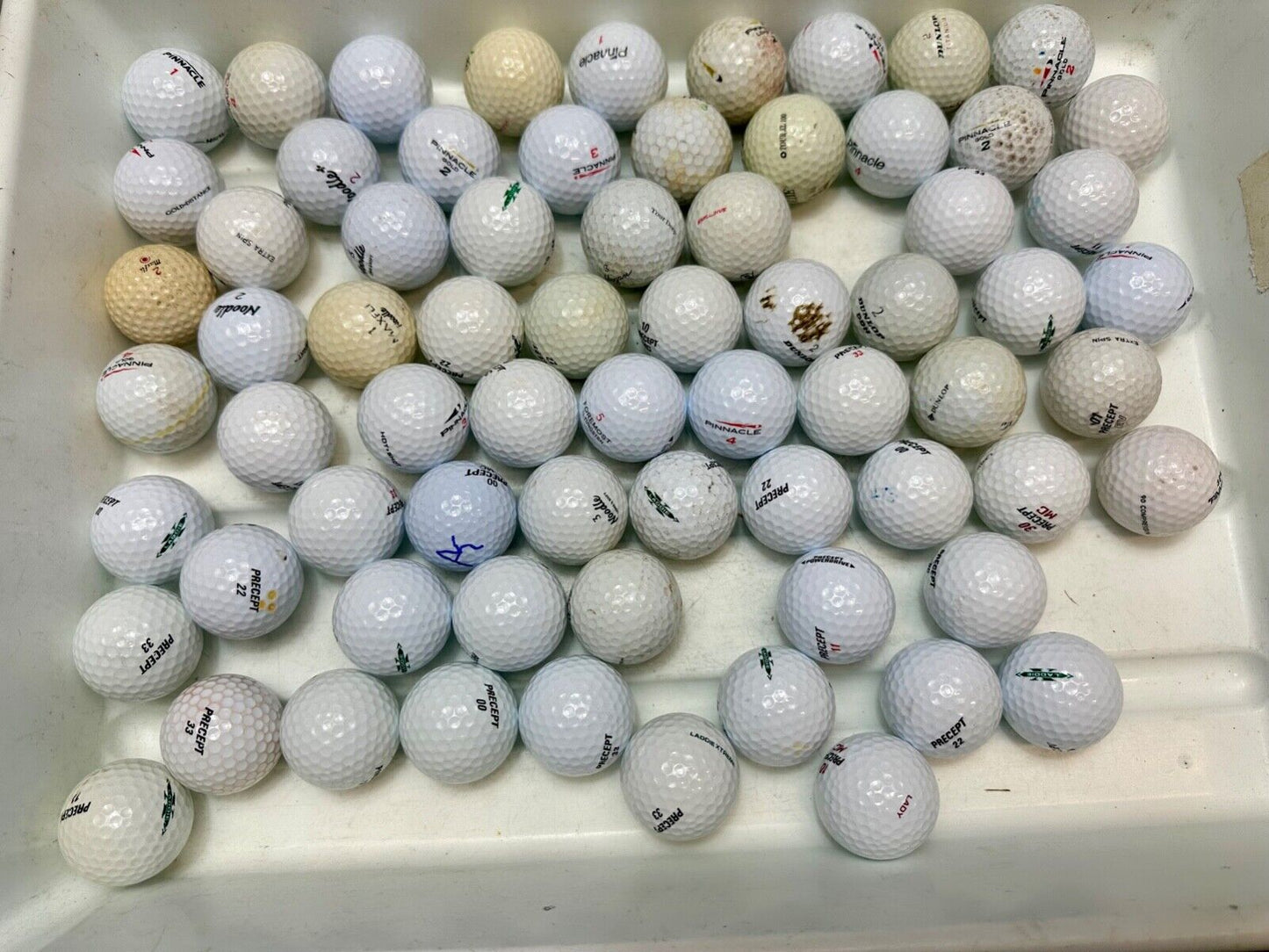 Around 75 used Golf Balls Lot Precept Noodle, Dunlop Pinnacle great for practice