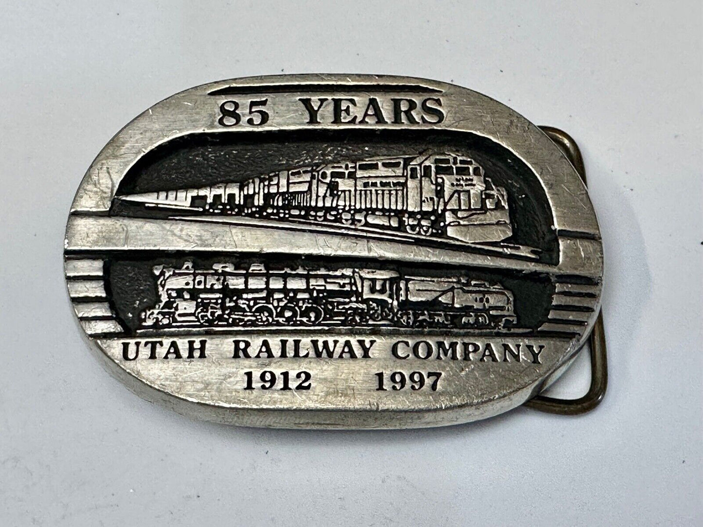 Utah Railway Co Vtg Train Railroad 85 Years - Gary Prazen Sculpture Belt Buckle