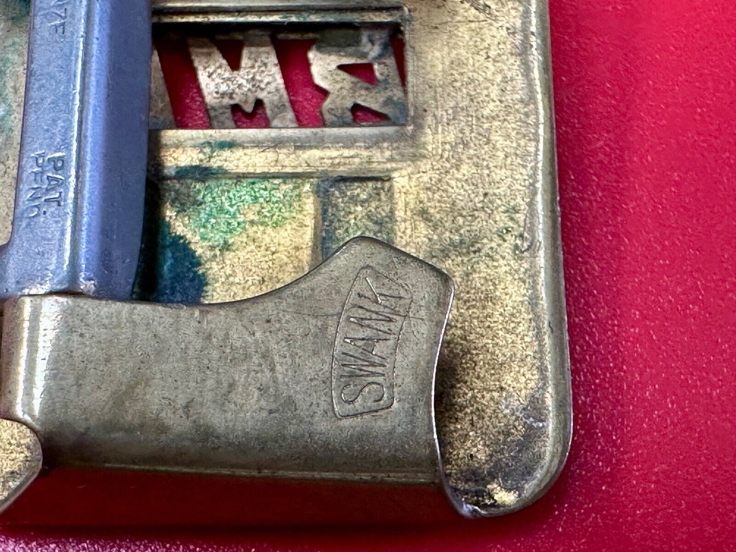 Vintage Art Deco Initials BMC belt buckle Deluxe Plate by Swank