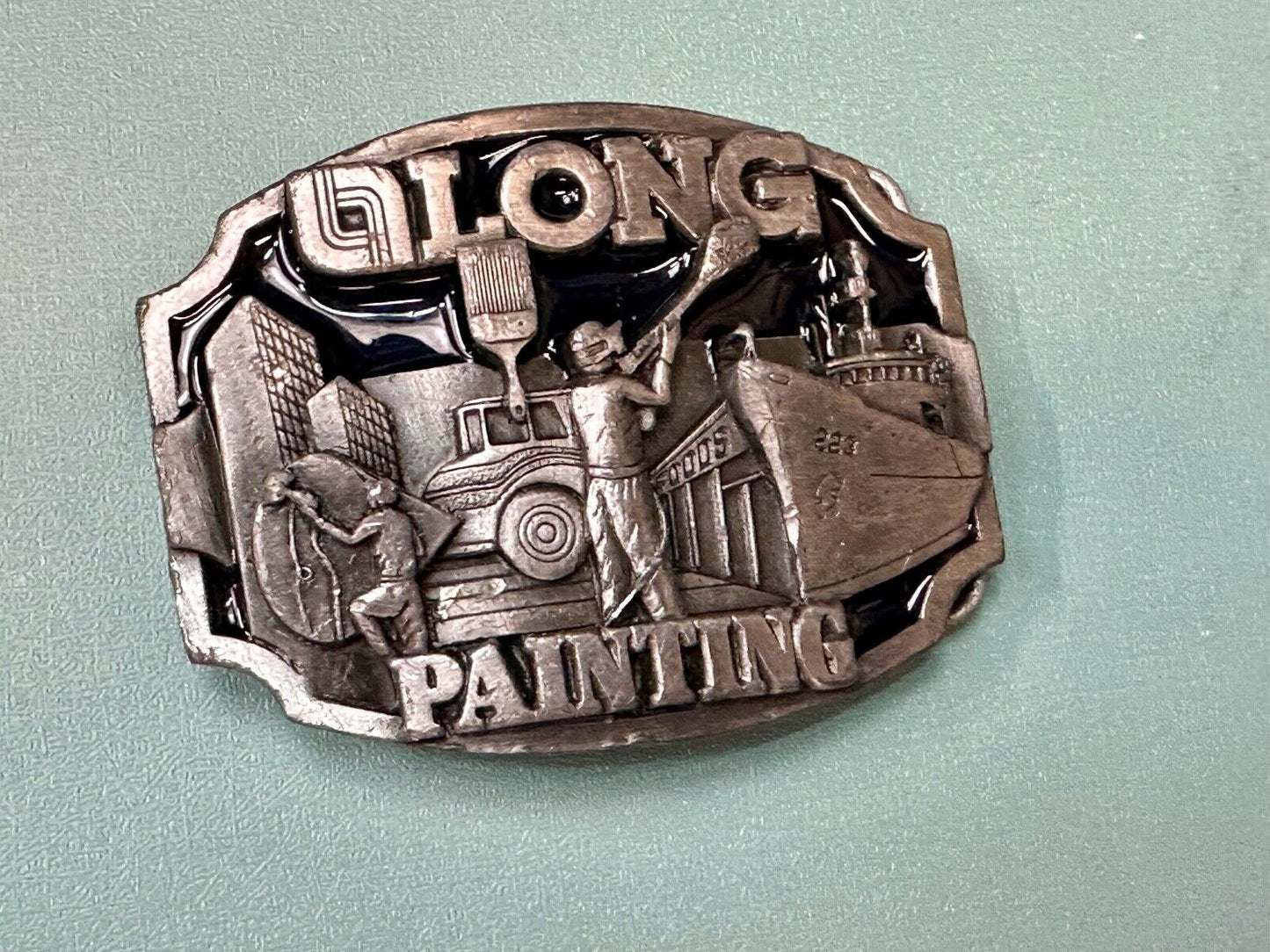 Vintage 1989 LONG painting - Neat Clean Finishing belt buckle