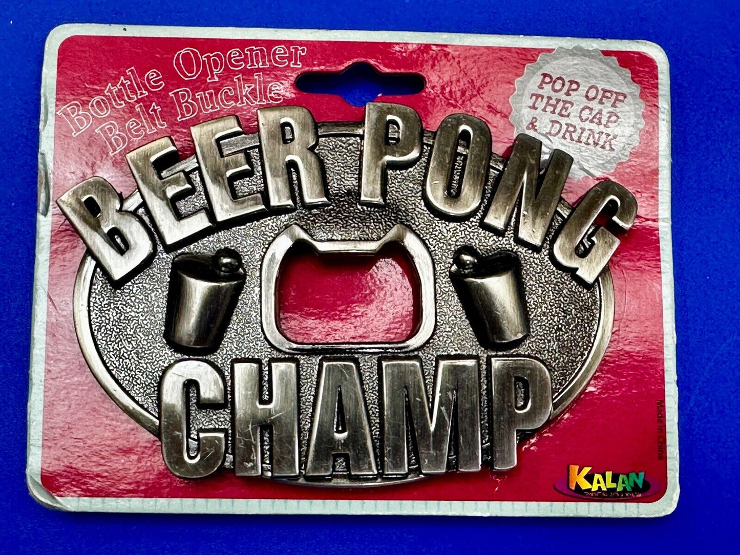 Beer Pong Champ - NOS Kalan Bottle Opener & Belt Buckle - Perfect pick up Line!