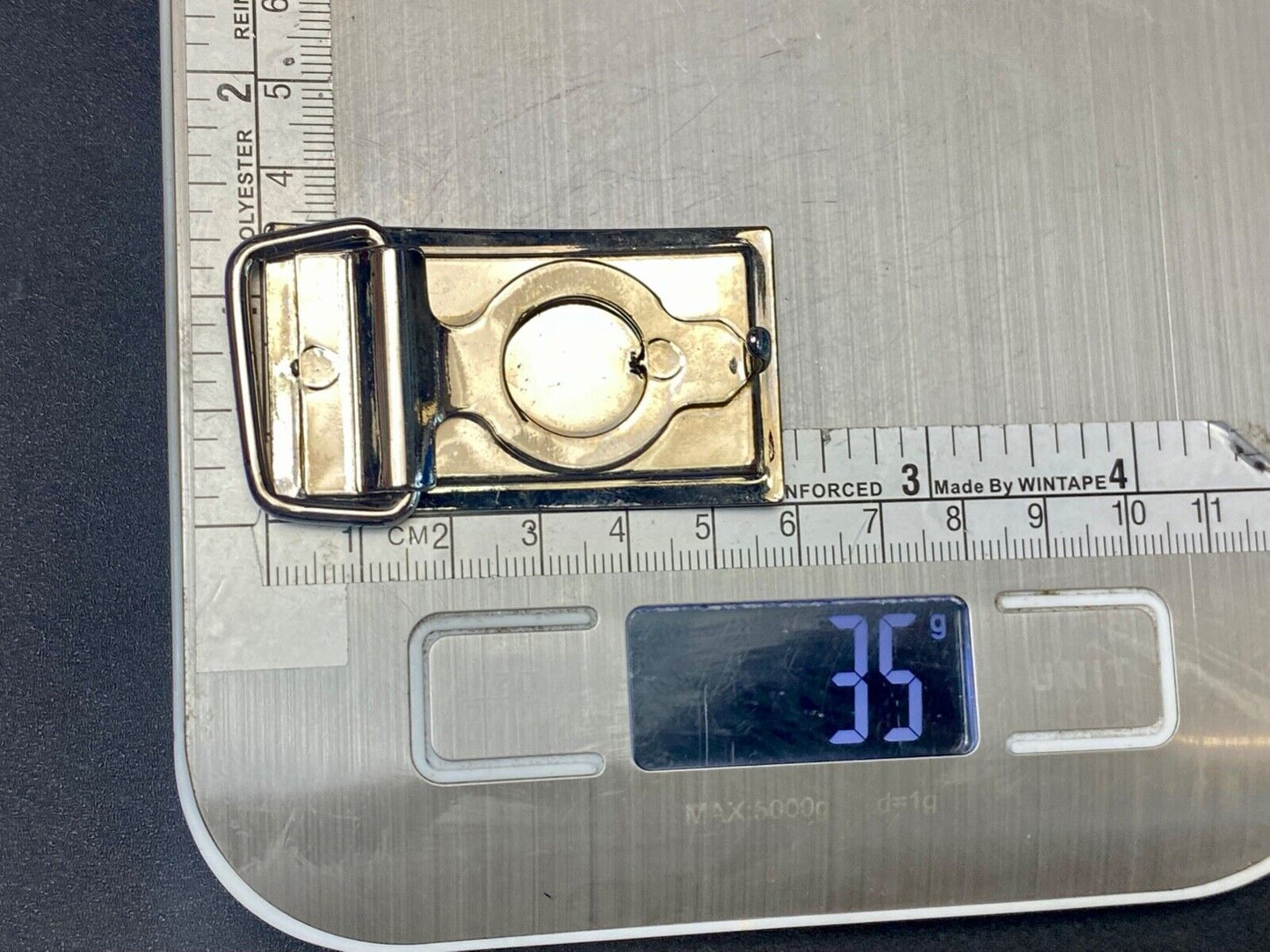 Vintage Etched silver tone rectangular belt buckle