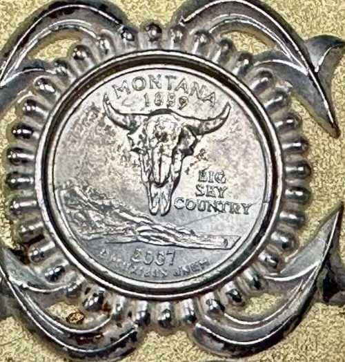 2007 Montana State Quarter Dollar Coin Big Sky Country in quality belt buckle