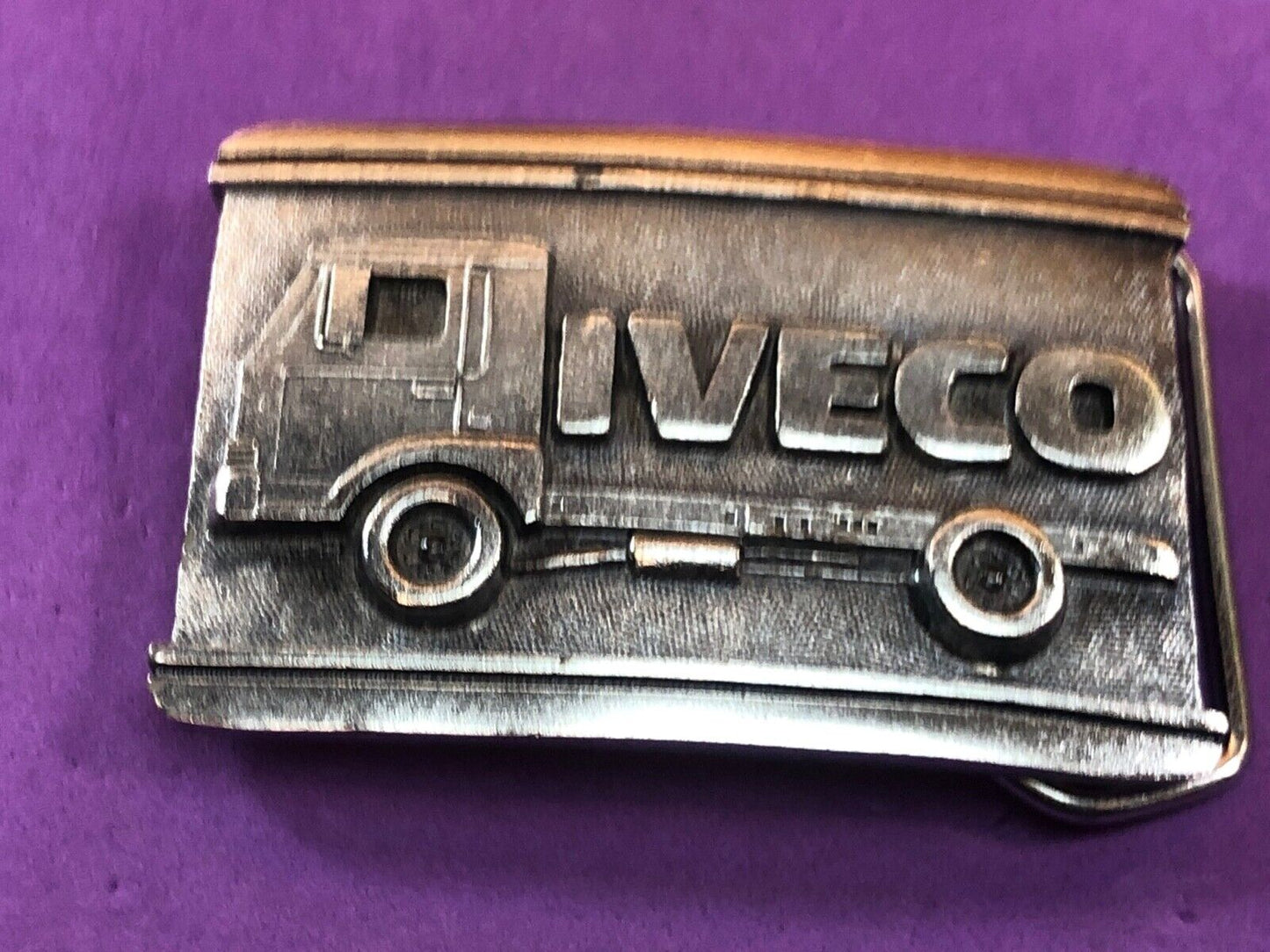 Vintage 1984 Limited Edition IVECO Flat bed trucking roll container belt buckle