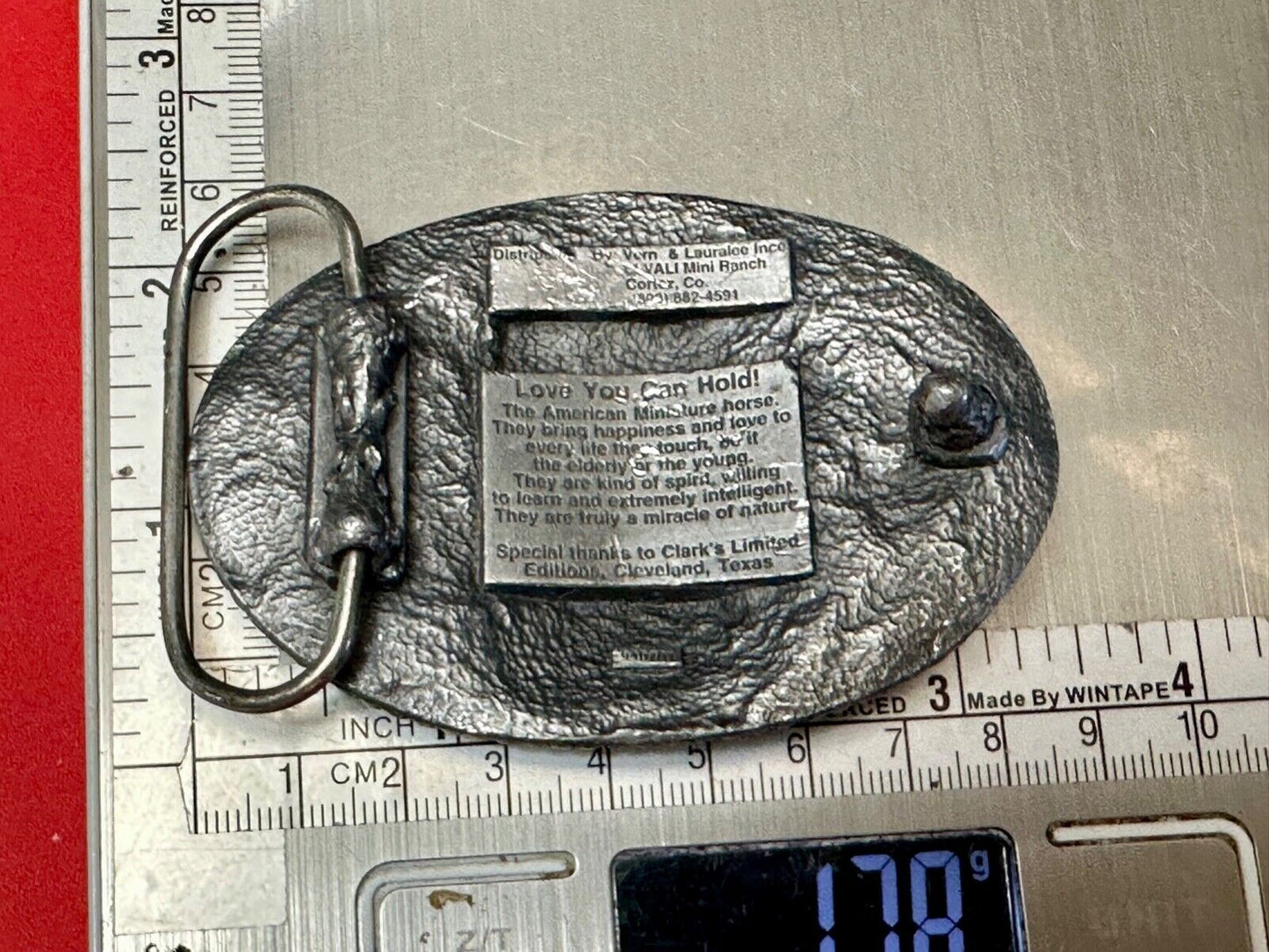 The American mini miniature horse commemorative belt buckle Love You can Hold!
