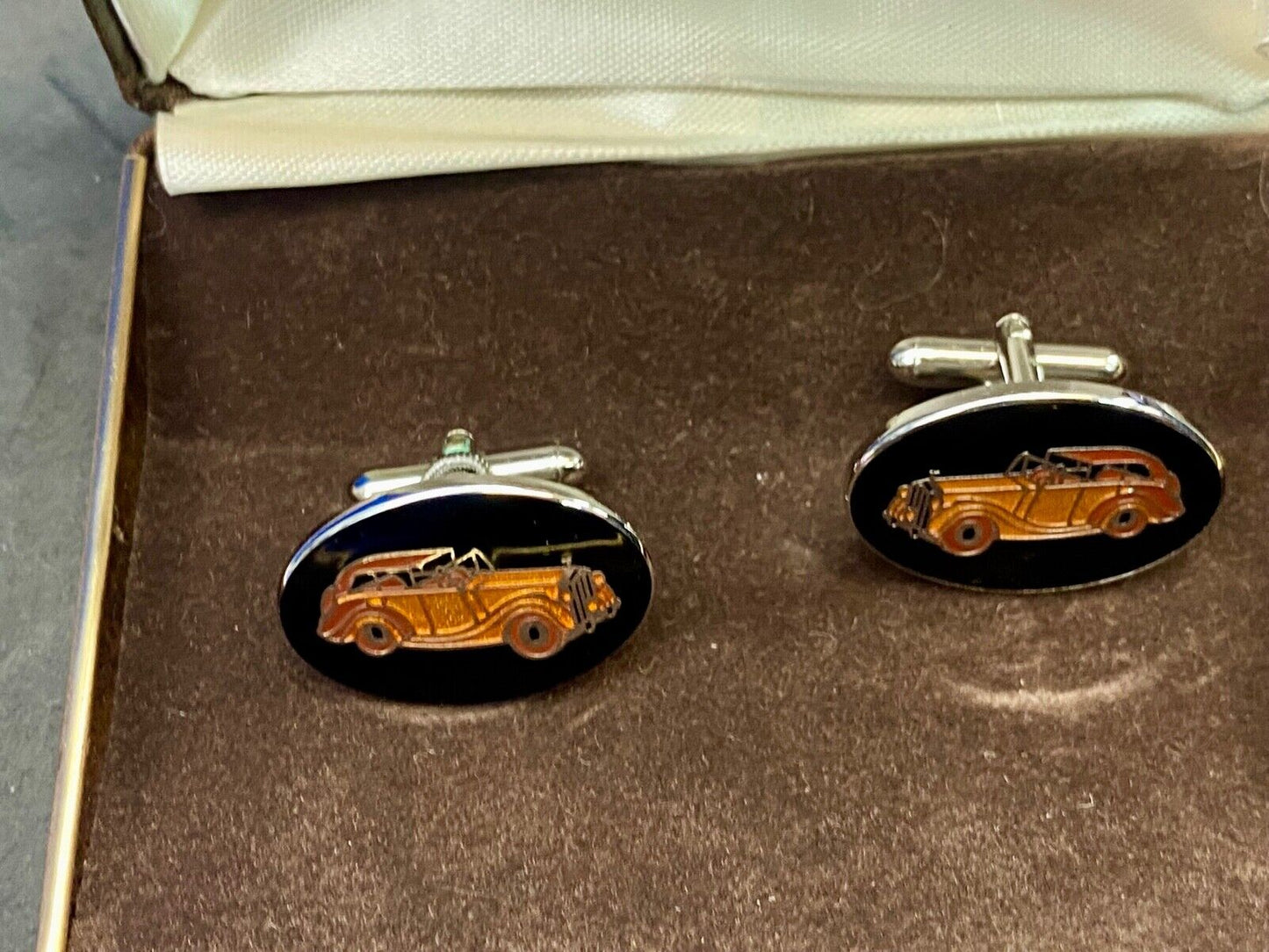 Vintage Car Collectors Mens Cufflinks In Original Brown Gift Box