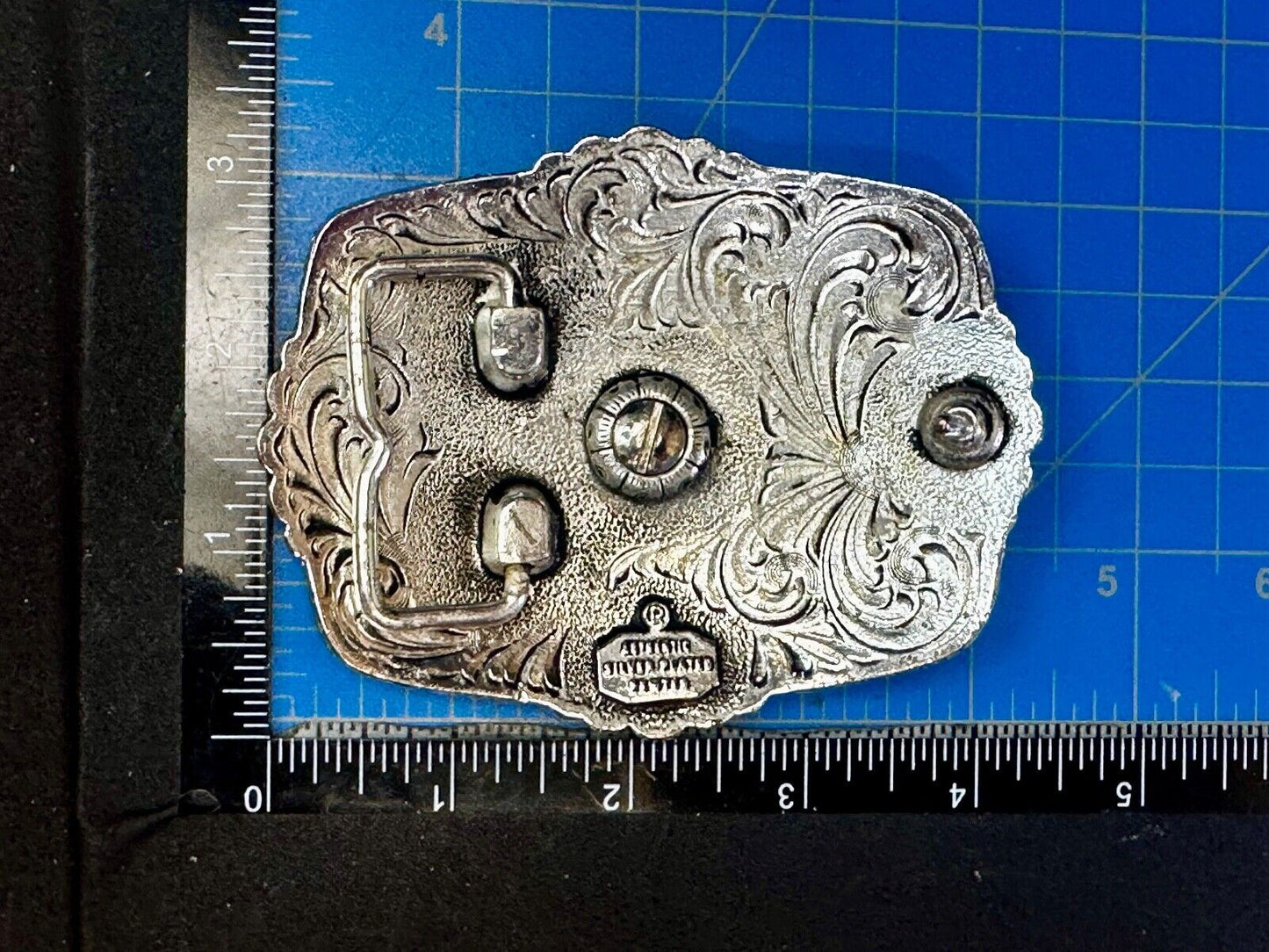 Authentic Silver Plated Western Cowboys flower swirl design Large Belt Buckle