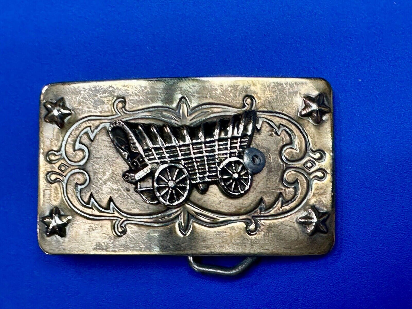 Vintage Covered Wagon Ornate belt buckle to restore