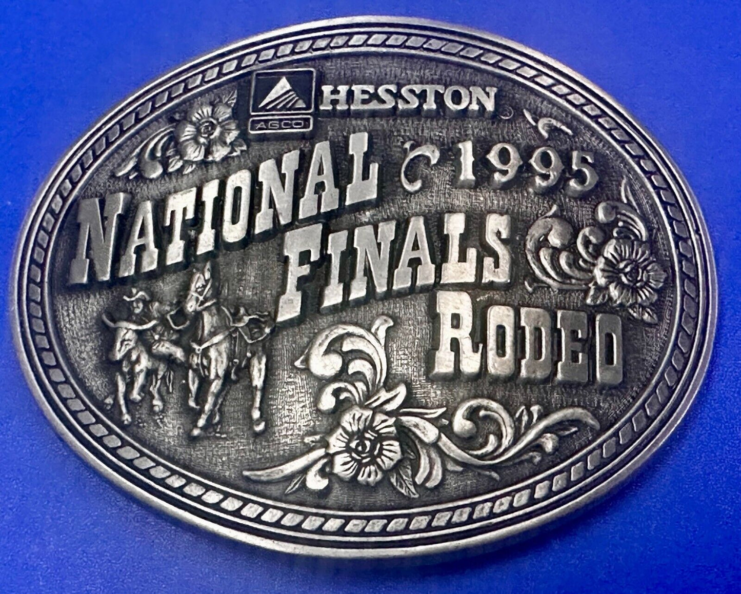 1995 ADM Hesston NFR National Finals Rodeo Cowboys Western Belt Buckle
