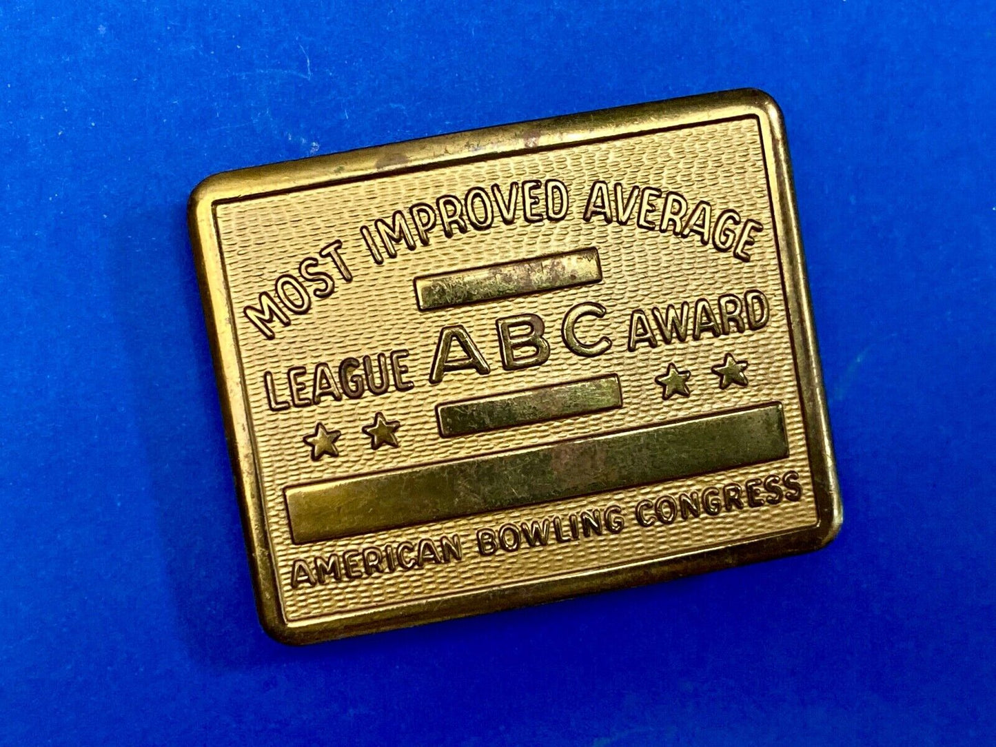 Vintage 70s AMERICAN BOWLING CONGRESS Most Improved ABC LEAGUE AWARD BELT BUCKLE