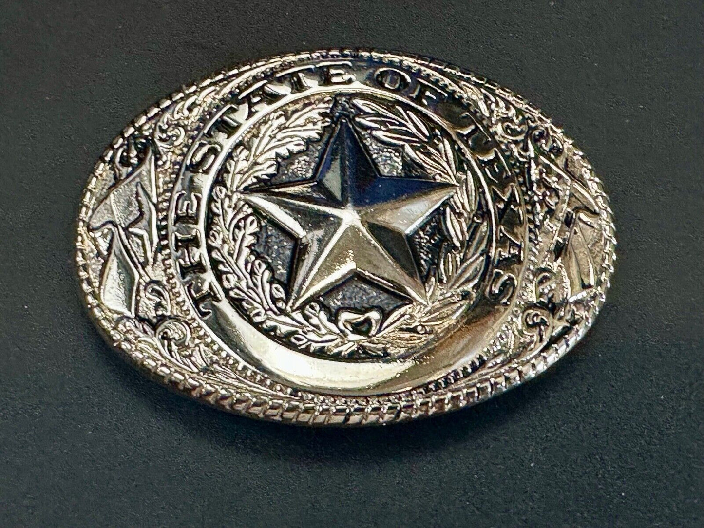 The Great State of Texas - Lone Star Flags seal light gold color belt buckle