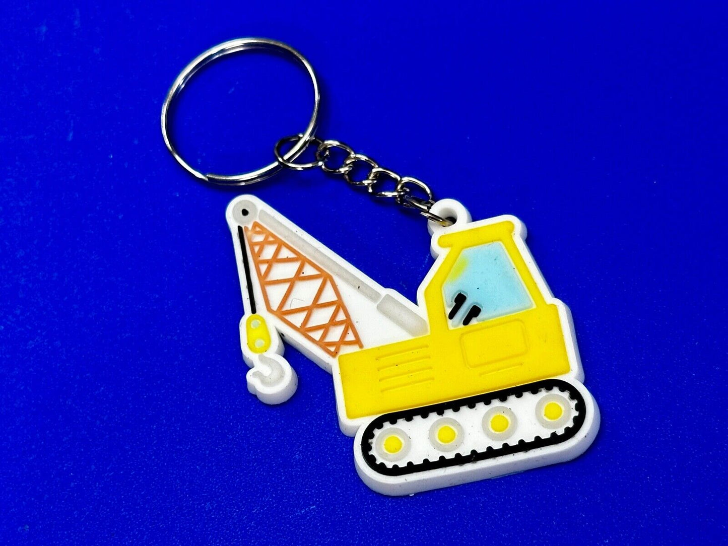 Toy Construction Crane Job Work Site Truck Keychain - Key Ring Chain