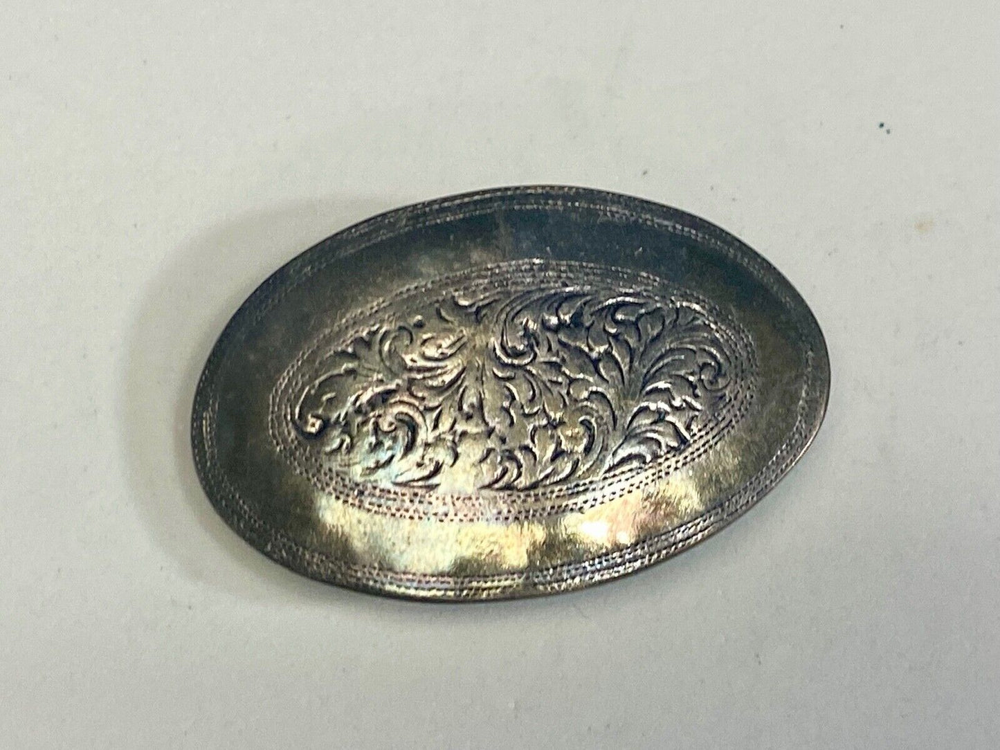 Taiwan Roc Marked Small Western Flower Swirl Silver Tone Belt Buckle