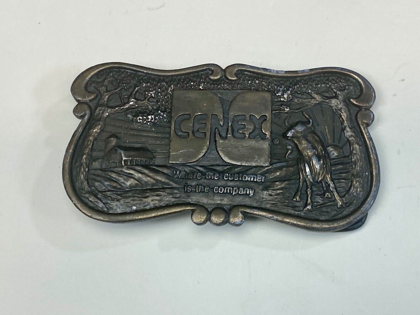 Vintage Belt Buckle CENEX The Customer is the company! Farmers Union Exchange
