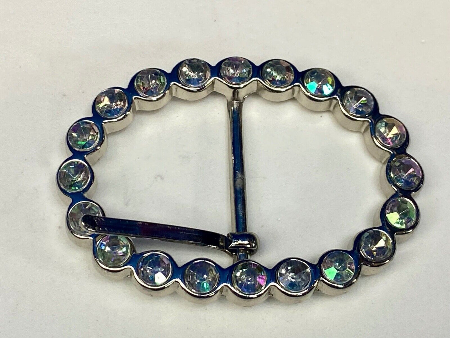 Antique? Rhinestone covered simple silver tone victorian vibe belt buckle