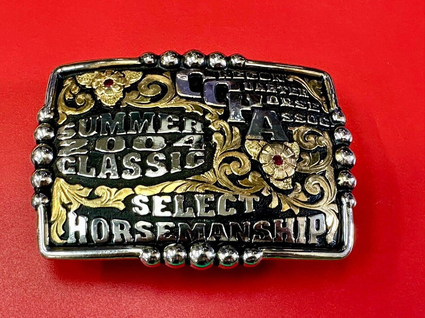 2004 Classic Select horsemanship CQHA Trophy belt buckle by Bob Berg