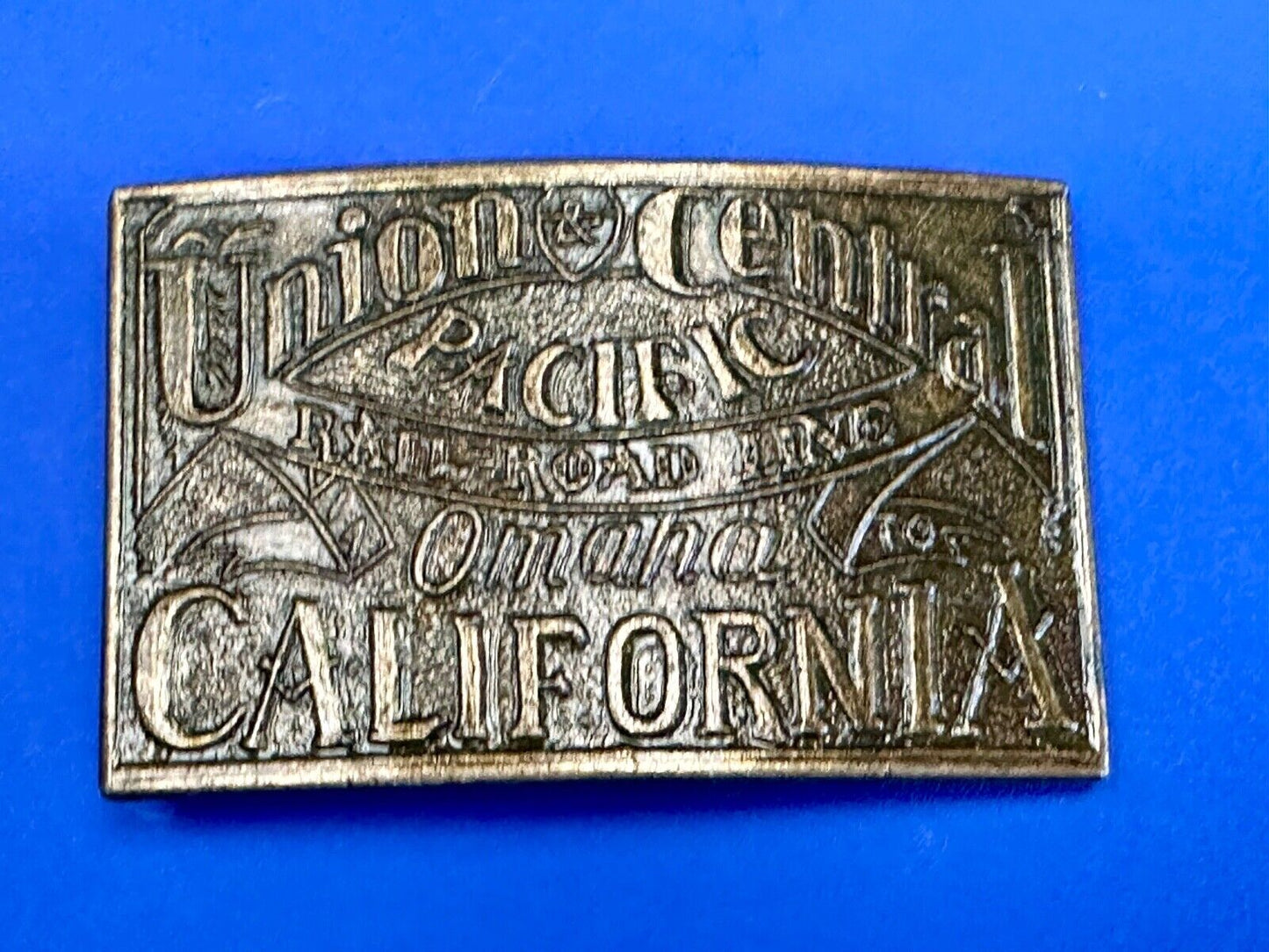 Union Central Pacific Omaha to California Rail Road Trail route belt buckle