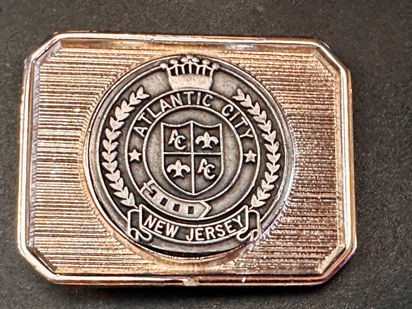 Atlantic City New Jersey State Seal Commemorative Belt Buckle Made in Usa