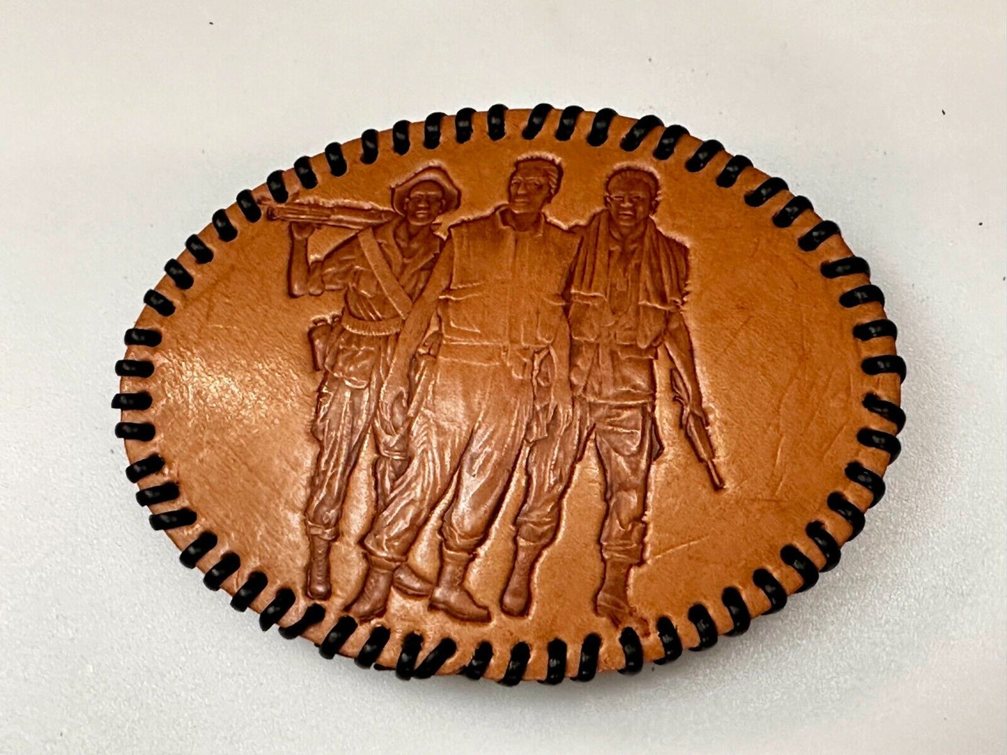 The Three Servicemen Vietnam Veterans War Memorial Oval Leather Belt Buckle