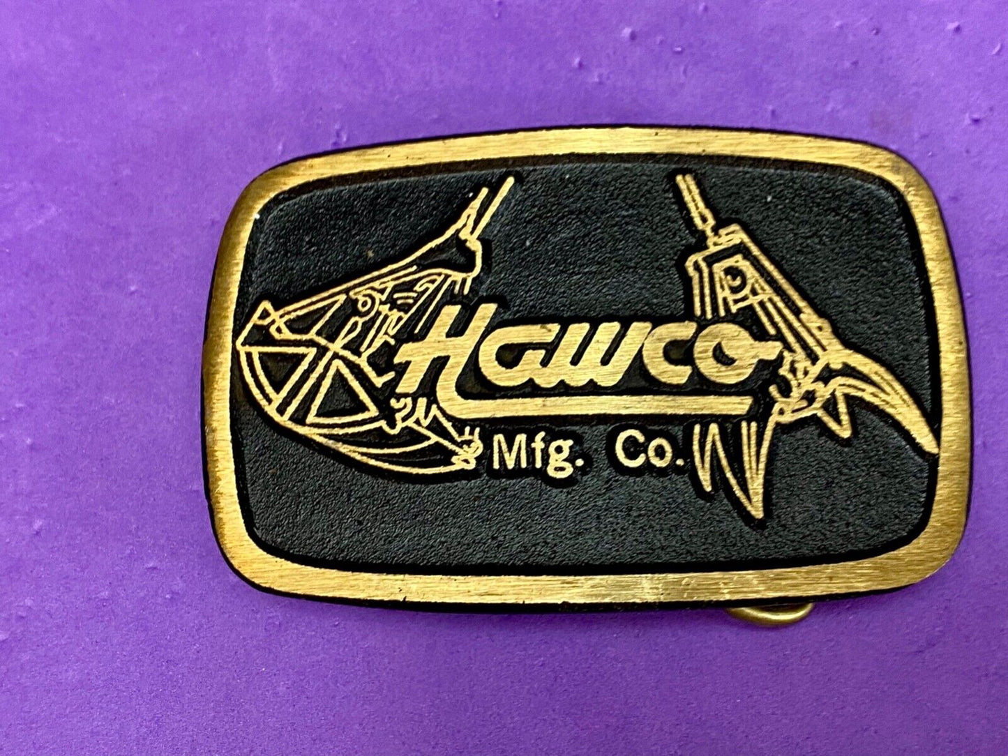 Vintage HAWCO MFG Co solid brass Dynabuckle belt buckle