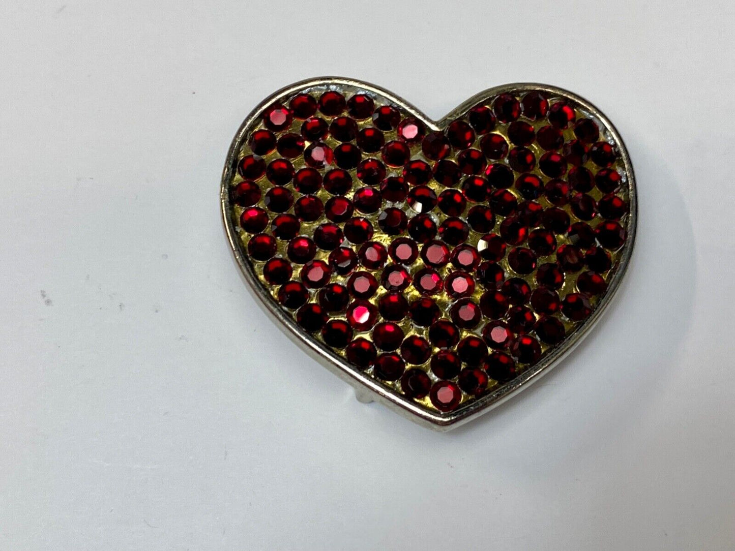 Beautiful Jeweled Red Rhinestone covered HEART cutout belt buckle