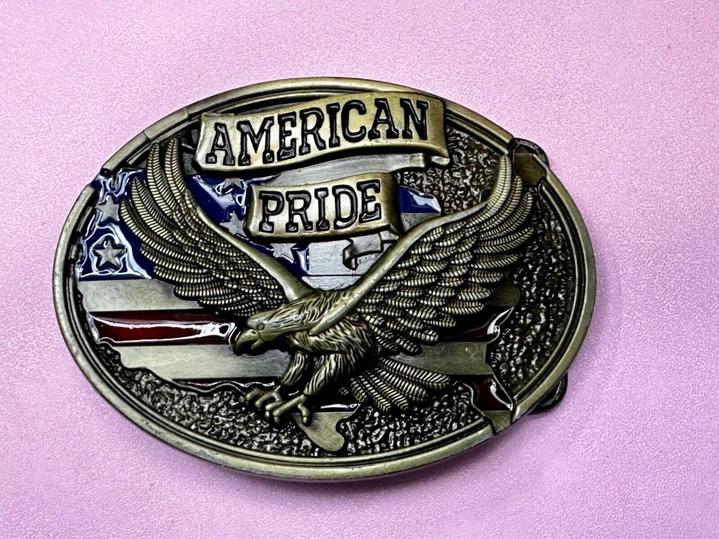 American Pride Flying Hunting Patriotic American Bald Eagle Raised Belt Buckle