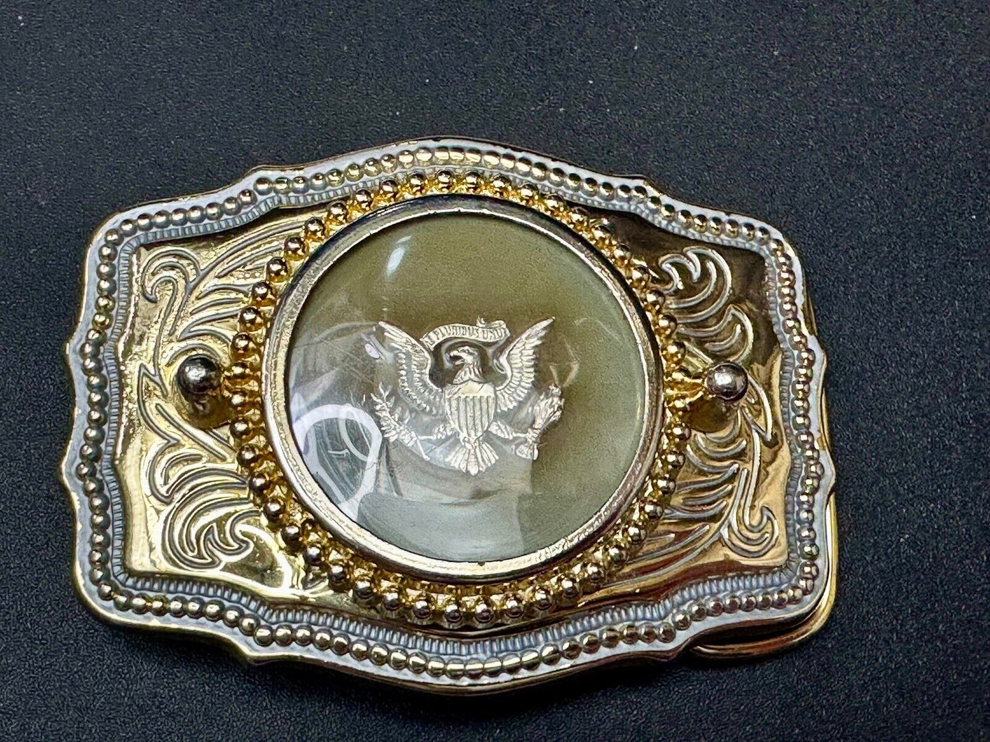 American Flying Bald Eagle USA Crest Multi Colored Western Belt Buckle