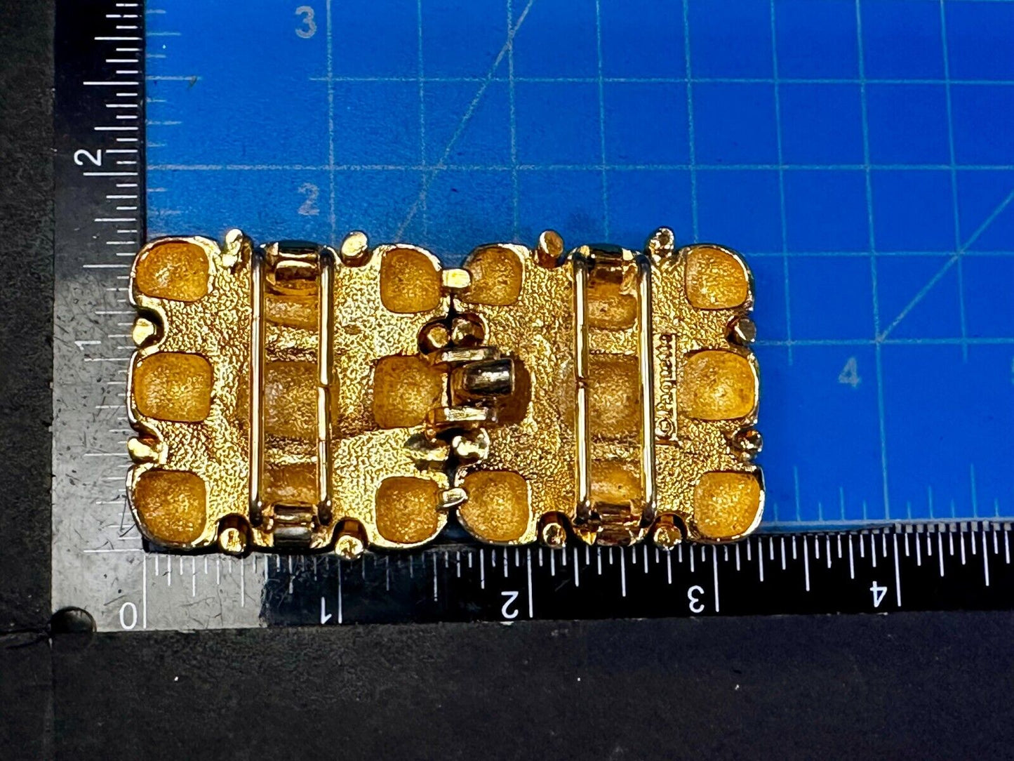 Tic Tax Toe Square Two Piece Interlocking Gold Tone Vintage Paquette Belt Buckle